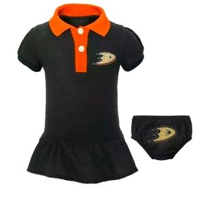 NHL Anaheim Ducks newborn infant Little Prep Polo Diaper Cover Set, 24 m, Black